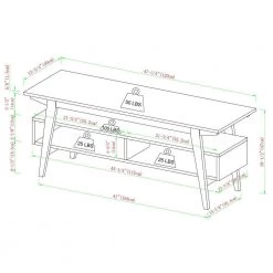 47 in. English Ash Wooden Scandinavian TV Stand for TVs up to 50 in. with Open Storage by Welwick Designs -Deals Welwick Designs Store english ash welwick designs tv stands hd9452 1f 1000