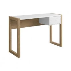 46" Fluted Drawer Composite Writing Desk - English Oak/Solid White by Welwick Designs -Deals Welwick Designs Store english oak solid white welwick designs writing desks hd8577 66 1000