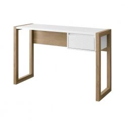 46" Fluted Drawer Composite Writing Desk - English Oak/Solid White by Welwick Designs -Deals Welwick Designs Store english oak solid white welwick designs writing desks hd8577 a0 1000