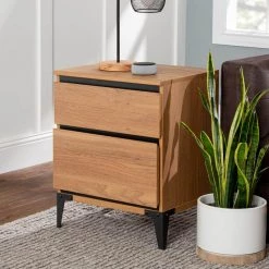 20" 2-Drawer Urban Side Table - English Oak by Welwick Designs