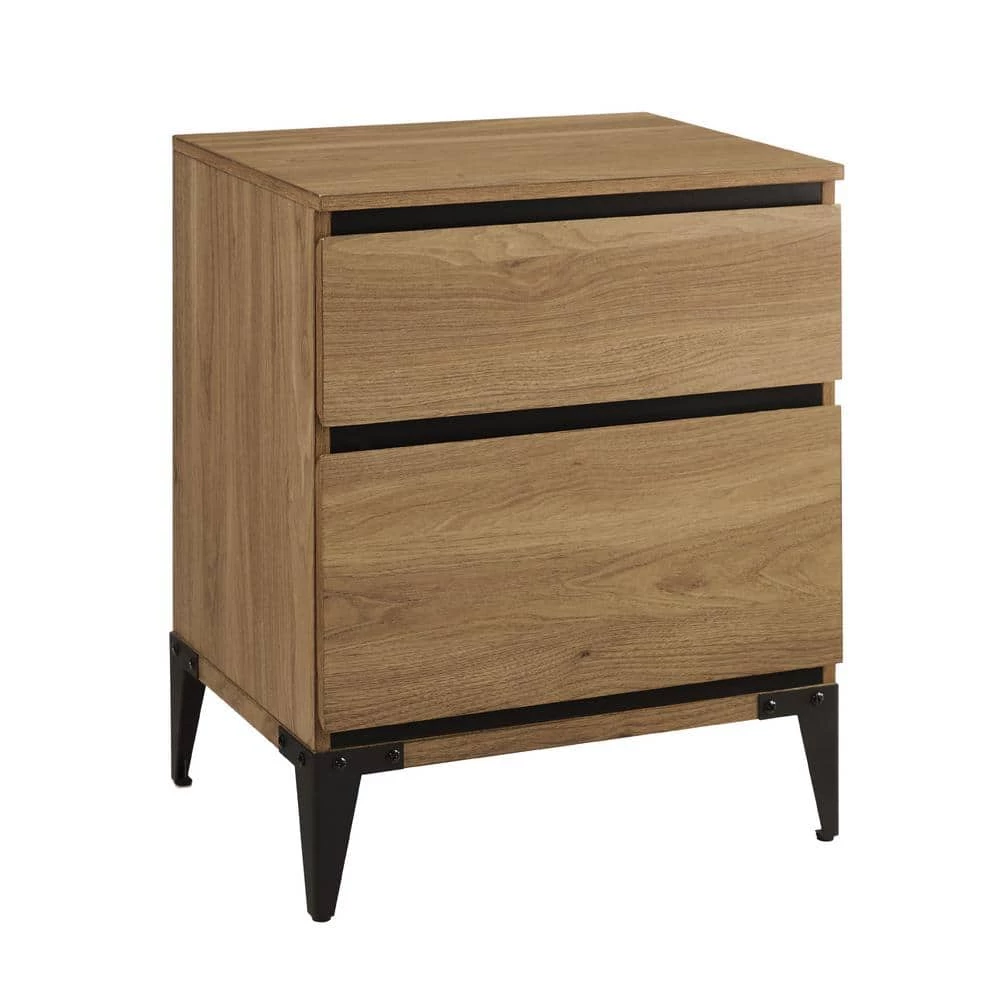 20" 2-Drawer Urban Side Table - English Oak by Welwick Designs 2 20" 2-Drawer Urban Side Table - English Oak by Welwick Designs - Image 2