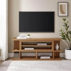 55-78 in. English Oak Wood Modern Adjustable TV Stand for TVs Up to 82 in. by Welwick Designs 27 55-78 in. English Oak Wood Modern Adjustable TV Stand for TVs Up to 82 in. by Welwick Designs -Deals Welwick Designs Store english oak welwick designs tv stands hd9377 31 1000