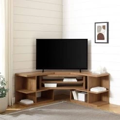55-78 in. English Oak Wood Modern Adjustable TV Stand for TVs Up to 82 in. by Welwick Designs 22 55-78 in. English Oak Wood Modern Adjustable TV Stand for TVs Up to 82 in. by Welwick Designs -Deals Welwick Designs Store english oak welwick designs tv stands hd9377 4f 1000