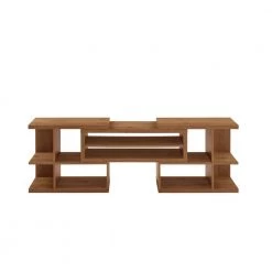 55-78 in. English Oak Wood Modern Adjustable TV Stand for TVs Up to 82 in. by Welwick Designs