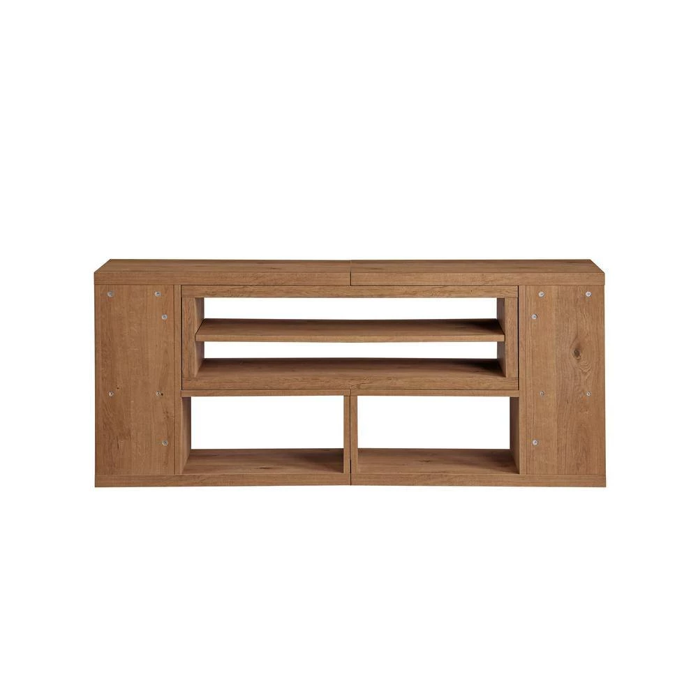 55-78 in. English Oak Wood Modern Adjustable TV Stand for TVs Up to 82 in. by Welwick Designs 6 55-78 in. English Oak Wood Modern Adjustable TV Stand for TVs Up to 82 in. by Welwick Designs - Image 6