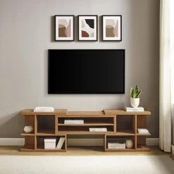 55-78 in. English Oak Wood Modern Adjustable TV Stand for TVs Up to 82 in. by Welwick Designs 20 55-78 in. English Oak Wood Modern Adjustable TV Stand for TVs Up to 82 in. by Welwick Designs -Deals Welwick Designs Store english oak welwick designs tv stands hd9377 77 1000