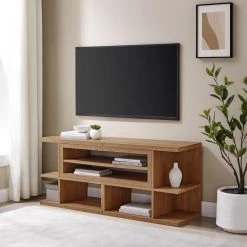 55-78 in. English Oak Wood Modern Adjustable TV Stand for TVs Up to 82 in. by Welwick Designs 21 55-78 in. English Oak Wood Modern Adjustable TV Stand for TVs Up to 82 in. by Welwick Designs -Deals Welwick Designs Store english oak welwick designs tv stands hd9377 c3 1000