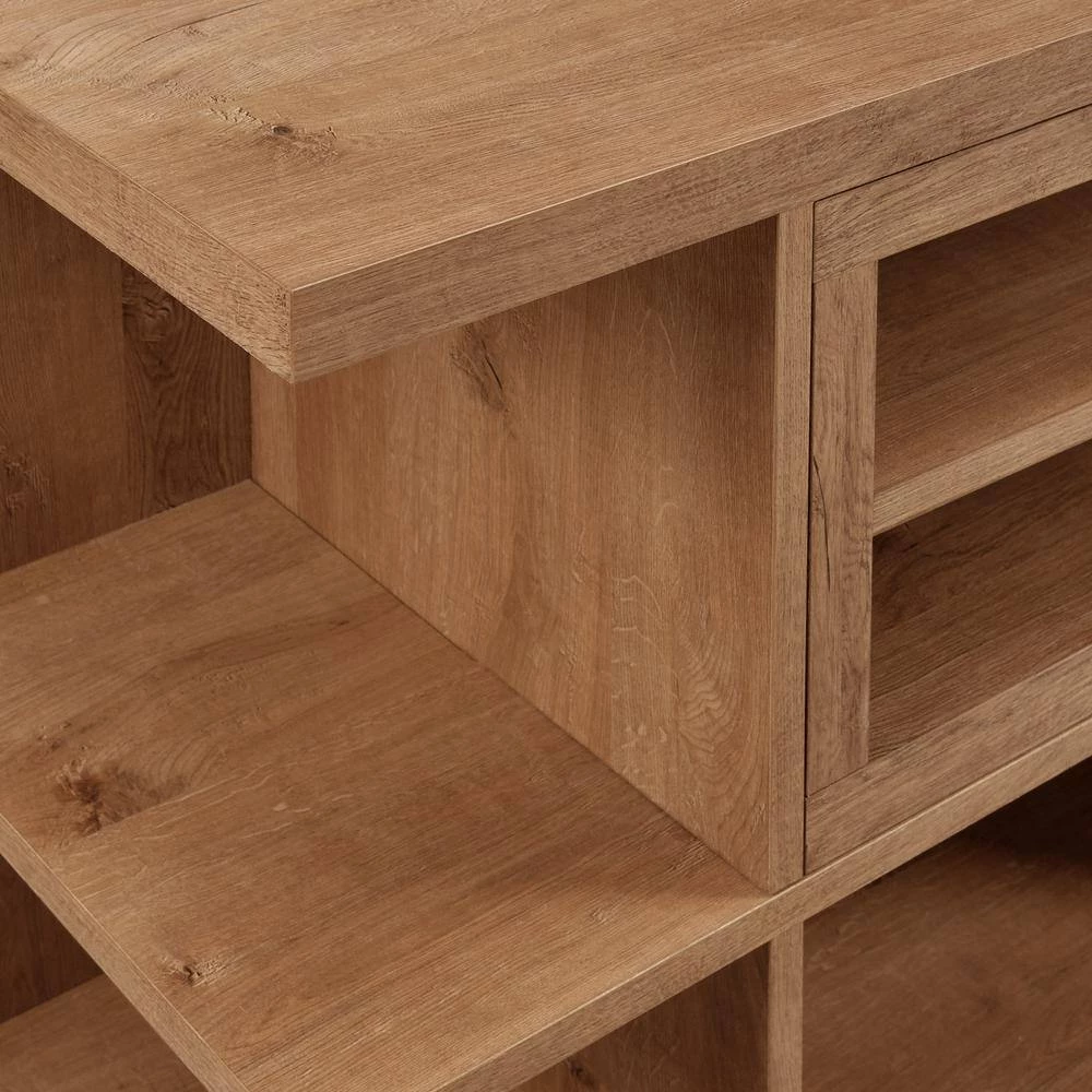 55-78 in. English Oak Wood Modern Adjustable TV Stand for TVs Up to 82 in. by Welwick Designs 12 55-78 in. English Oak Wood Modern Adjustable TV Stand for TVs Up to 82 in. by Welwick Designs - Image 12