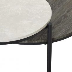 Faux Light Grey Marble and Cerused Ash Wood and Metal Tiered Coffee Table by Welwick Designs -Deals Welwick Designs Store faux light grey marble cerused ash welwick designs coffee tables hd8728 1d 1000