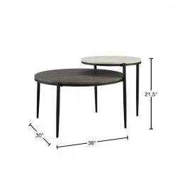 Faux Light Grey Marble and Cerused Ash Wood and Metal Tiered Coffee Table by Welwick Designs -Deals Welwick Designs Store faux light grey marble cerused ash welwick designs coffee tables hd8728 40 1000