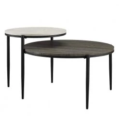Faux Light Grey Marble and Cerused Ash Wood and Metal Tiered Coffee Table by Welwick Designs -Deals Welwick Designs Store faux light grey marble cerused ash welwick designs coffee tables hd8728 77 1000