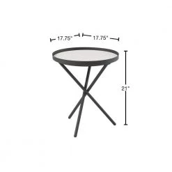 17.75 in. Black Metal/Faux White Faux Marble Minimalist Intersecting Tripod-Leg Side Table by Welwick Designs -Deals Welwick Designs Store faux white marble black metal welwick designs end side tables hd9274 40 1000