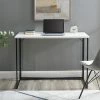 Rectangle 42 in. Faux White Marble Wood and Metal Modern Y-Leg Writing Desk by Welwick Designs