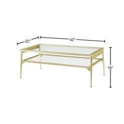 42 in. Gold Metal and Glass 2-Tier Modern Coffee Table by Welwick Designs -Deals Welwick Designs Store gold welwick designs coffee tables hd8787 40 1000