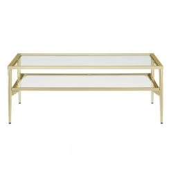 42 in. Gold Metal and Glass 2-Tier Modern Coffee Table by Welwick Designs -Deals Welwick Designs Store gold welwick designs coffee tables hd8787 66 1000