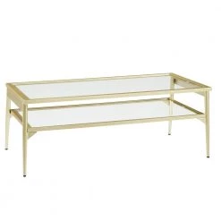42 in. Gold Metal and Glass 2-Tier Modern Coffee Table by Welwick Designs -Deals Welwick Designs Store gold welwick designs coffee tables hd8787 77 1000