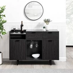 Graphite Wood Modern Bar Storage Cabinet with Reversible Bottle Shelves by Welwick Designs -Deals Welwick Designs Store graphite welwick designs sideboards buffet tables hd9373 31 1000