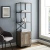 64 in. Gray Wash Wood and Metal 3-Shelf Accent Bookcase with 1-Door by Welwick Designs