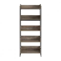 64 in. Gray Wash Wood and Metal 5-Shelf Bookcase by Welwick Designs -Deals Welwick Designs Store gray wash welwick designs bookcases bookshelves hd8646 c3 1000