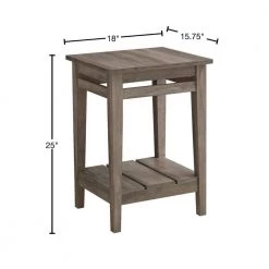 15.75 in. Grey Wash Wood Farmhouse Side Table with Lower Plank Shelf by Welwick Designs -Deals Welwick Designs Store gray wash welwick designs end side tables hd8763 40 1000