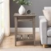 15.75 in. Grey Wash Wood Farmhouse Side Table with Lower Plank Shelf by Welwick Designs
