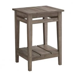 15.75 in. Grey Wash Wood Farmhouse Side Table with Lower Plank Shelf by Welwick Designs -Deals Welwick Designs Store gray wash welwick designs end side tables hd8763 66 1000