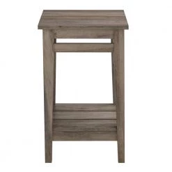 15.75 in. Grey Wash Wood Farmhouse Side Table with Lower Plank Shelf by Welwick Designs -Deals Welwick Designs Store gray wash welwick designs end side tables hd8763 77 1000