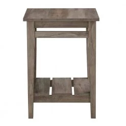 15.75 in. Grey Wash Wood Farmhouse Side Table with Lower Plank Shelf by Welwick Designs -Deals Welwick Designs Store gray wash welwick designs end side tables hd8763 c3 1000