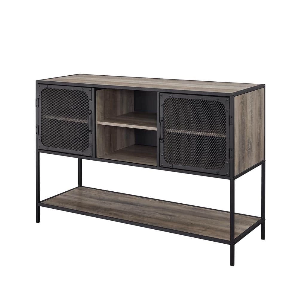 48 in. Grey Wash Industrial Buffet Sideboard by Welwick Designs 6 48 in. Grey Wash Industrial Buffet Sideboard by Welwick Designs - Image 6