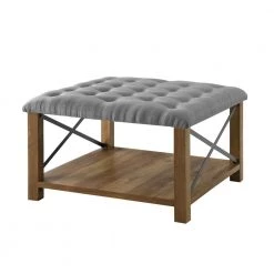 30 in. Grey Farmhouse Tufted Ottoman by Welwick Designs -Deals Welwick Designs Store gray welwick designs ottomans hd831 66 1000