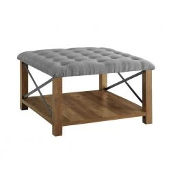 30 in. Grey Farmhouse Tufted Ottoman by Welwick Designs -Deals Welwick Designs Store gray welwick designs ottomans hd831 a0 1000