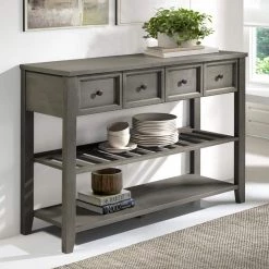 48 in. Solid Wood Grey 2-Drawer Buffet by Welwick Designs