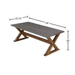 48 in. Grey and Brown Solid Wood Distressed Farmhouse Trestle Coffee Table by Welwick Designs -Deals Welwick Designs Store grey and brown welwick designs coffee tables hd8795 40 1000