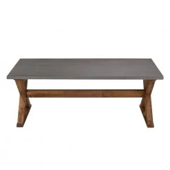 48 in. Grey and Brown Solid Wood Distressed Farmhouse Trestle Coffee Table by Welwick Designs -Deals Welwick Designs Store grey and brown welwick designs coffee tables hd8795 66 1000