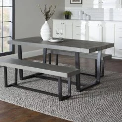 3-Piece Grey/Black Farmhouse Dining Set Seats 4 by Welwick Designs -Deals Welwick Designs Store grey black welwick designs dining room sets hd9414 31 1000