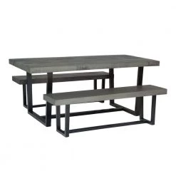 3-Piece Grey/Black Farmhouse Dining Set Seats 4 by Welwick Designs