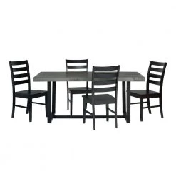 5-Piece Grey/Black Farmhouse Dining Set Seats 4 by Welwick Designs 19 5-Piece Grey/Black Farmhouse Dining Set Seats 4 by Welwick Designs -Deals Welwick Designs Store grey black welwick designs dining room sets hd9416 c3 1000