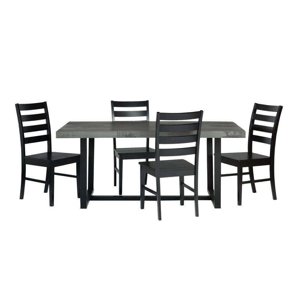 5-Piece Grey/Black Farmhouse Dining Set Seats 4 by Welwick Designs 7 5-Piece Grey/Black Farmhouse Dining Set Seats 4 by Welwick Designs - Image 7