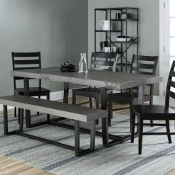 6-Piece Grey/Black Farmhouse Dining Set Seats 6 by Welwick Designs -Deals Welwick Designs Store grey black welwick designs dining room sets hd9418 31 1000