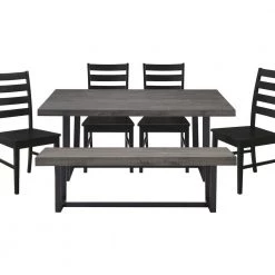 6-Piece Grey/Black Farmhouse Dining Set Seats 6 by Welwick Designs -Deals Welwick Designs Store grey black welwick designs dining room sets hd9418 c3 1000