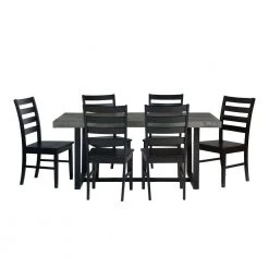 7-Piece Grey/Black Farmhouse Dining Set Seats 6 by Welwick Designs -Deals Welwick Designs Store grey black welwick designs dining room sets hd9420 4f 1000