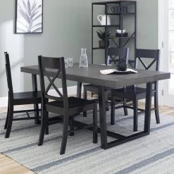 5-Piece Meridian Grey/Black Farmhouse Dining Set Seats 4 by Welwick Designs -Deals Welwick Designs Store grey black welwick designs dining room sets hd9422 31 1000