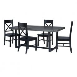 5-Piece Meridian Grey/Black Farmhouse Dining Set Seats 4 by Welwick Designs -Deals Welwick Designs Store grey black welwick designs dining room sets hd9422 40 1000
