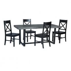 5-Piece Meridian Grey/Black Farmhouse Dining Set Seats 4 by Welwick Designs