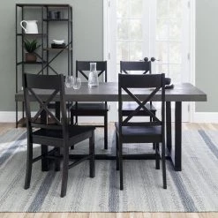 5-Piece Meridian Grey/Black Farmhouse Dining Set Seats 4 by Welwick Designs -Deals Welwick Designs Store grey black welwick designs dining room sets hd9422 c3 1000