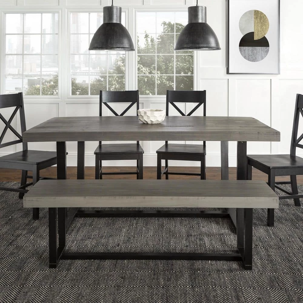6-Piece Meridian Grey/Black Farmhouse Dining Set Seats 6 by Welwick Designs 13 6-Piece Meridian Grey/Black Farmhouse Dining Set Seats 6 by Welwick Designs - Image 13