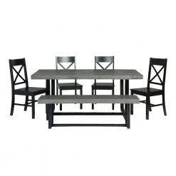 6-Piece Meridian Grey/Black Farmhouse Dining Set Seats 6 by Welwick Designs 21 6-Piece Meridian Grey/Black Farmhouse Dining Set Seats 6 by Welwick Designs -Deals Welwick Designs Store grey black welwick designs dining room sets hd9424 4f 1000