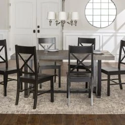 7-Piece Meridian Grey/Black Farmhouse Dining Set Seats 6 by Welwick Designs -Deals Welwick Designs Store grey black welwick designs dining room sets hd9426 31 1000