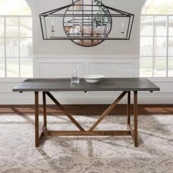 72 in. Grey/Brown Solid Wood Trestle Dining Table by Welwick Designs -Deals Welwick Designs Store grey brown welwick designs kitchen dining tables hd8512 31 1000