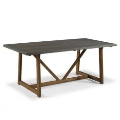 72 in. Grey/Brown Solid Wood Trestle Dining Table by Welwick Designs